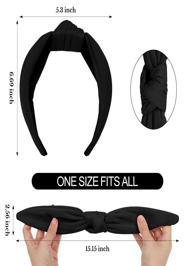 CURASA Headbands for Women Girls Non Slip Knotted Headband Wide Preppy Fashion Hairband Black Top Knot Hair Accessories Fabric Comfortable Hair Bands Elastic Head Bands Costume Party Gifts - Image 3